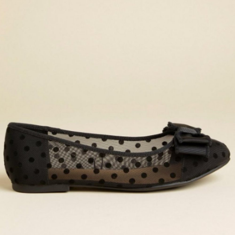 Torrid Polka Dot Mesh Pointed Flat (10.5 WW)